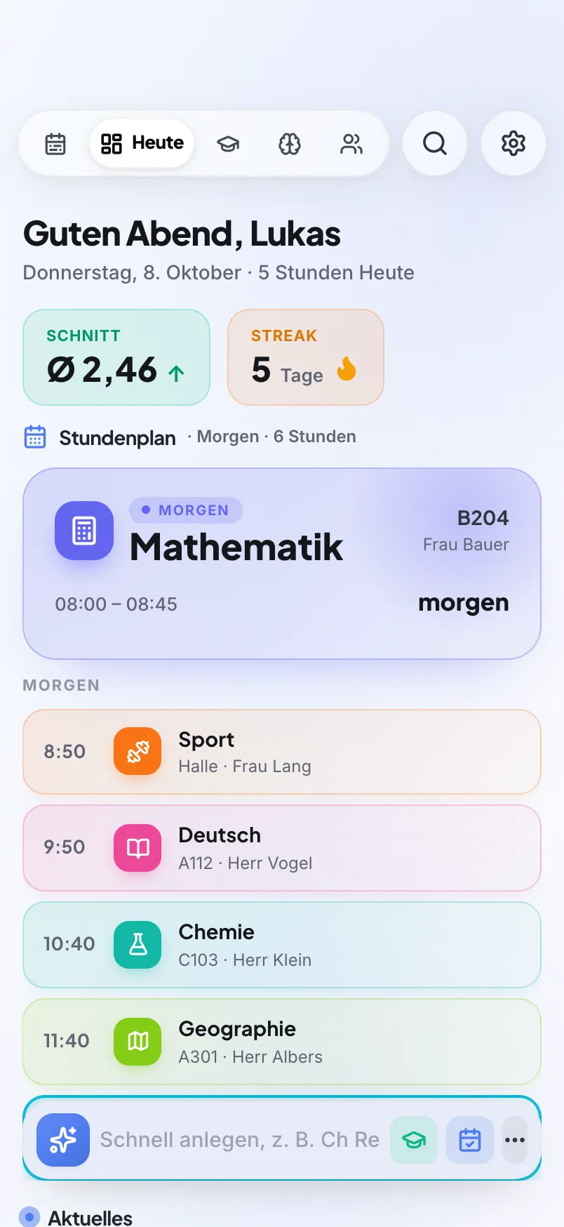 schoolr heute iPhone Ansicht