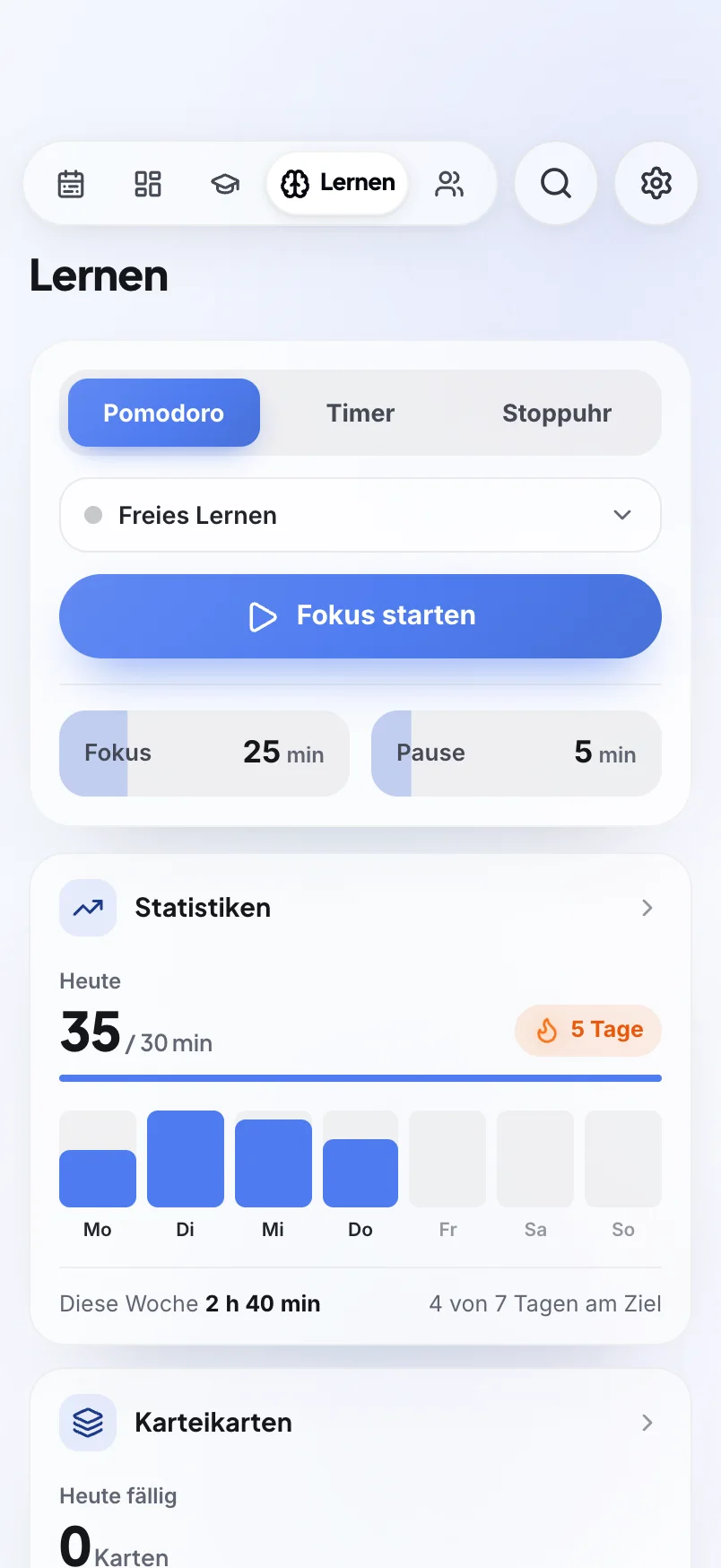 schoolr lernen iPhone Ansicht