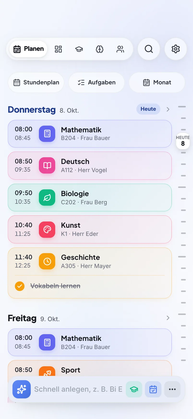 schoolr planen iPhone Ansicht