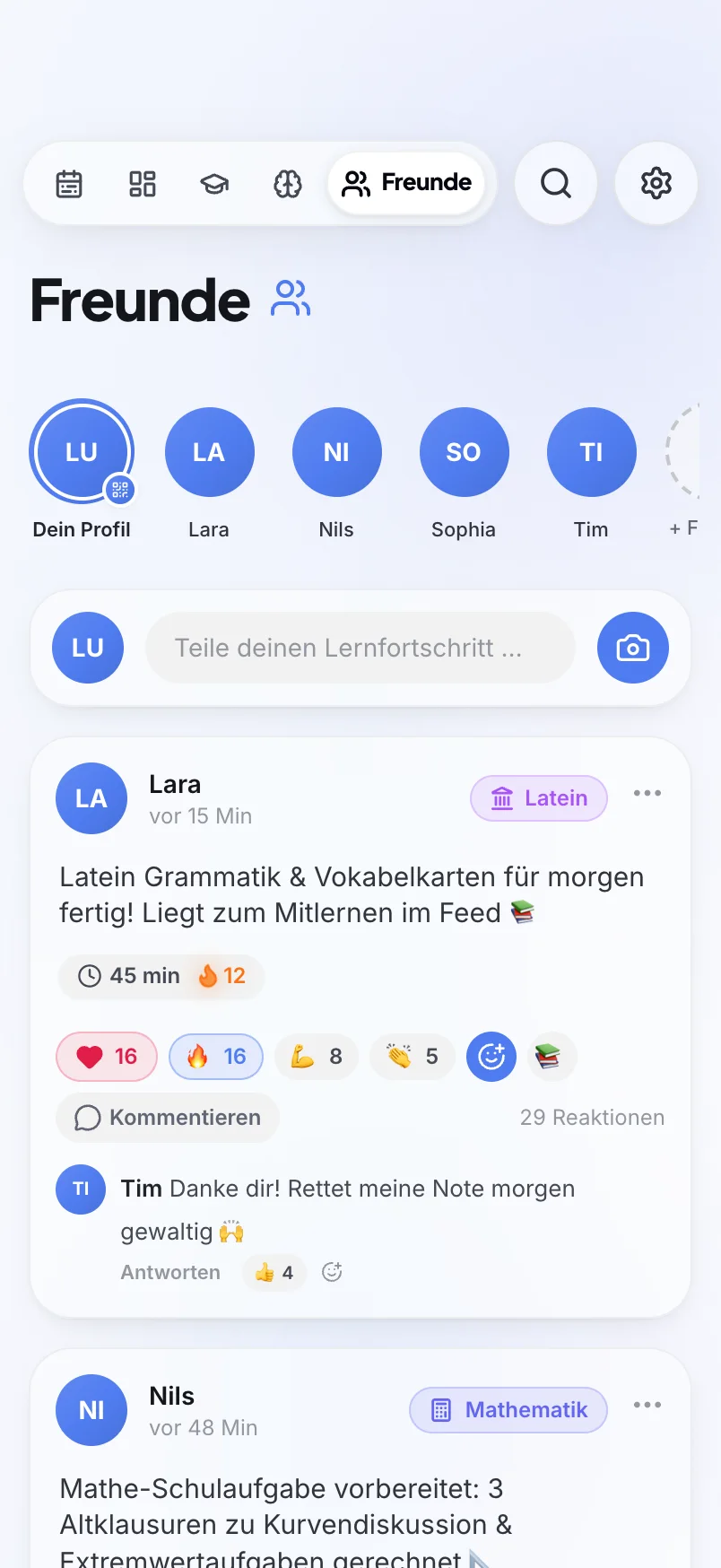 schoolr Freunde iPhone Ansicht